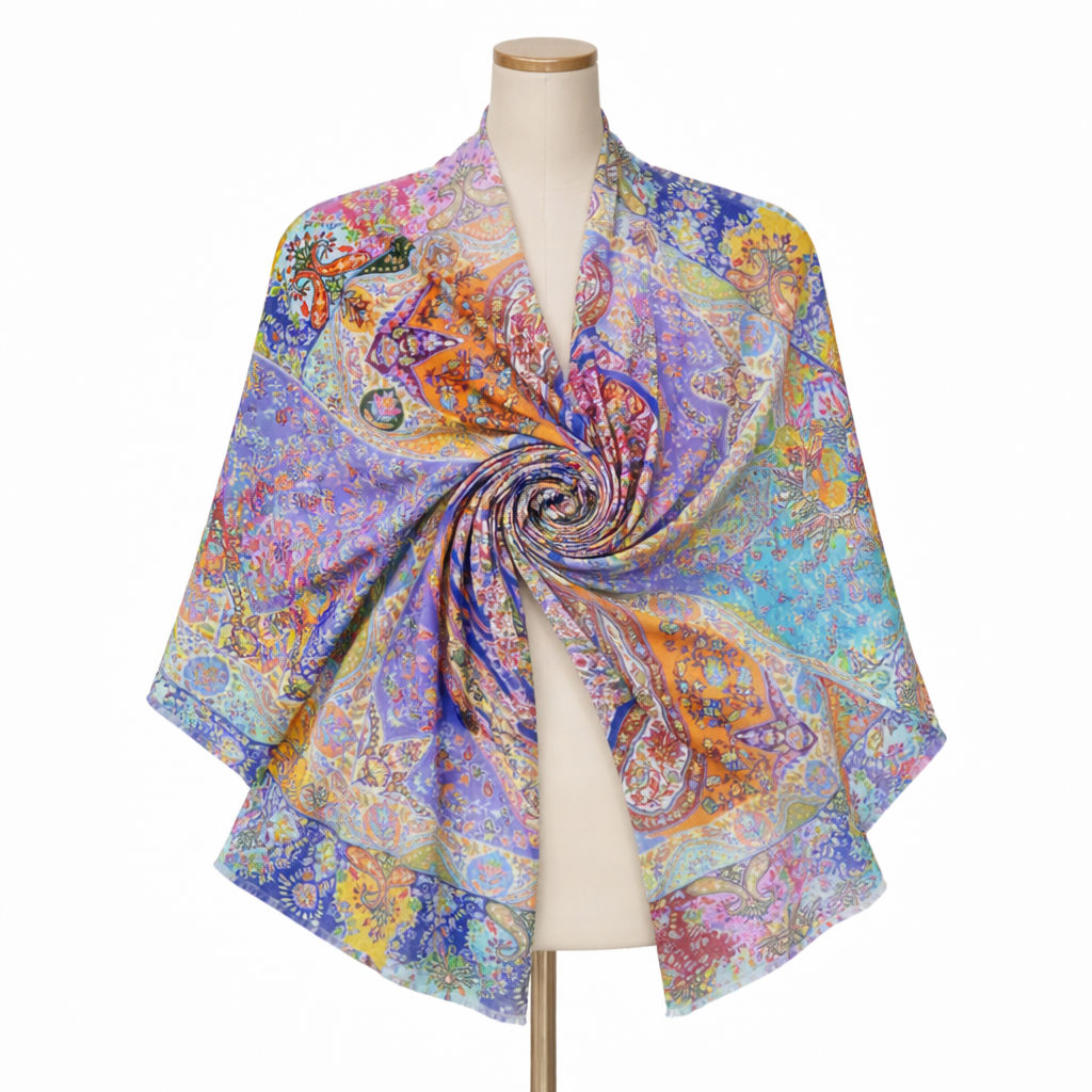 Kashmiri Paisley Jamawar Print Scarf